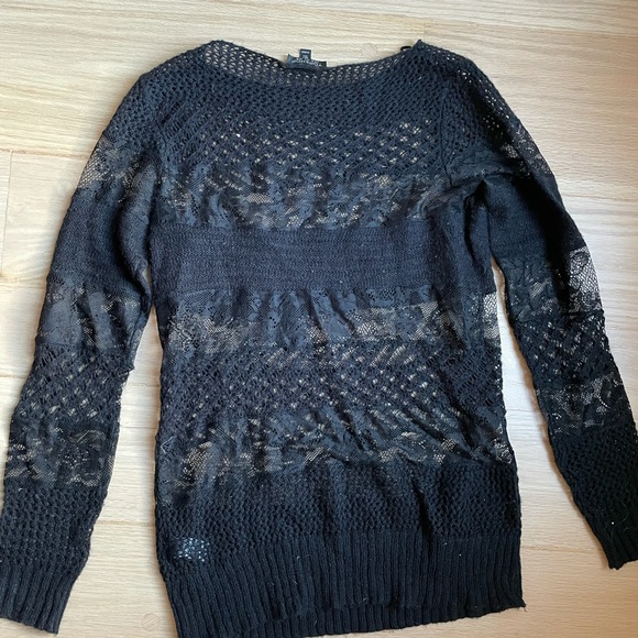 Topshop Black Lace Sweater - Picture 4 of 11